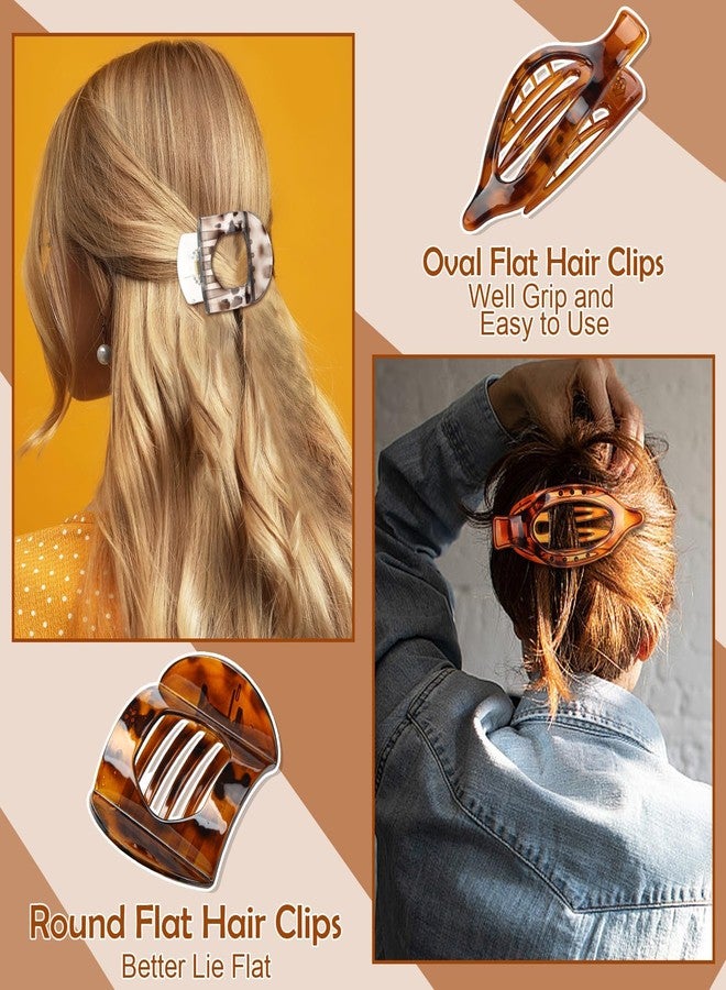 ProSuites 8 Pcs Flat Hair Clips for Women, 2 Styles French Flat Claw Clips for Women, Large Strong Hold Hair Claw Clips For Thick Thin Hair(Tortoiseshell) - Image 4